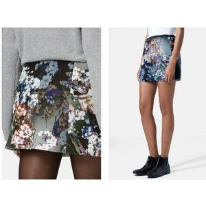 NWT Topshop Womens Champagne Floral Print Scuba Miniskirt Skirt 8